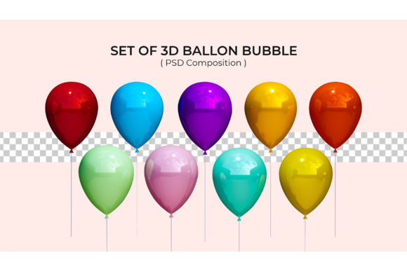3D Balloon Bubble Icons: Editable PSD & PNG