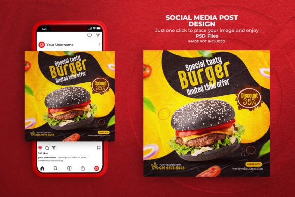 Elevate Your Brand with a Delicious Fast Food Burger Social Media Template