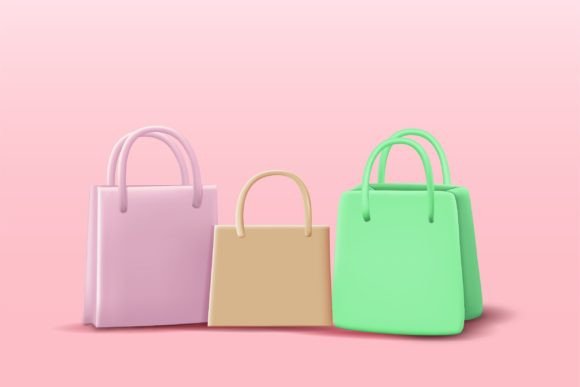Set of Shopping Bag Realistic 3d Design: Elevating Your Brand Visuals
